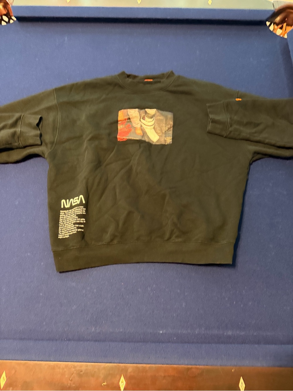 Heron Preston Black Crewneck Sweatshirt with Graphic and NASA Print
